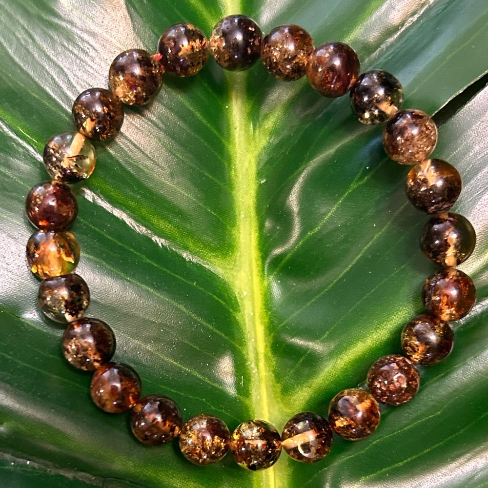 dark amber 8mm beaded bracelet
